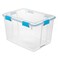 Sterilite 80 Qt Gasket Box Stackable Storage Bin with Latching Lid and Tight Seal Plastic Container to Organize Basement Clear Base and Lid 1Pack