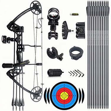 Lanneret Compound Bow and Archery Sets Right Hand Archery Compound Bows 070 lbs Draw Weight Adjustable for Adults and BeginnersHunting Bow Kit for BeginnerBlack Basic