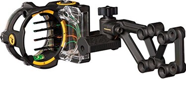 Trophy Ridge React H4 Bow Sight 4 Pin Sight Tool Less Windage and Elevation Adustability 2nd Axis Leveling Adjustable Click Light Black