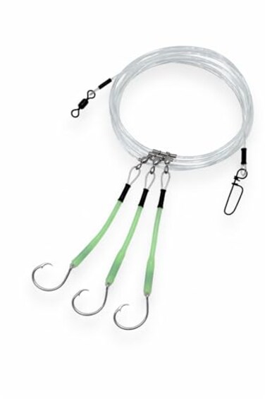 End Game Deep Drop Fishing Rig 3 Hook Glow in the Dark Sleeves NOAA Compliant Circle Hooks Tilefish Grouper Snapper Rig 100 3 Hook