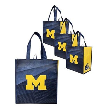 FOCO Michigan Coated NonWoven Shopping Bag 4 Pack