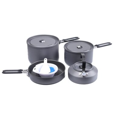 Fire-Maple FireMaple Feast Outdoor Camping Cookware Set Portable Stackable Camping Pots and Pans Set with Kettle Compact Camping Cookware Mess Kit for Hiking Fishing and Backpacking