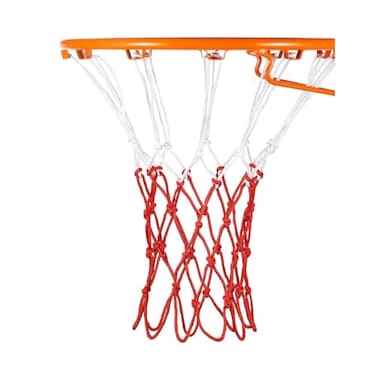 ABAJI Basketball Net 1 Pack Red White 12 Loops Netting Replacement Thicker Ropes Weaved All Weather Bright Coloured Endurable Environment Friendly Polyester