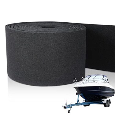 Remerry Boat Trailer Bunk Carpet Marine Carpet Black Padding Polyester Boat Trailer Bunks Replacement Step Bunker Material Covers 12 Inch x 100 Feet