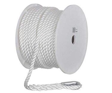 SEACHOICE Seachoice Anchor Line Rope 3Strand Twisted White Nylon 12 in X 150 Ft