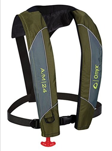 Onyx AM24 AutomaticManual Inflatable Life Jacket US Coast Guard Approved Low Profile Compact Design Manual Convertible Inflation Option