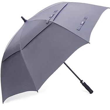 G4Free 62 Inch Automatic Open Golf Umbrella Extra Large Oversize Double Canopy Vented Windproof Waterproof Stick UmbrellasGrey