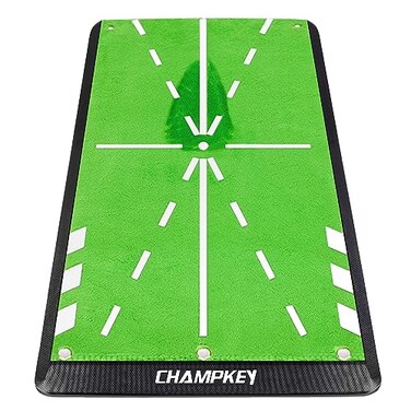 CHAMPKEY 8 x 17 Premium Impact Golf Mat Upgraded Version Path Feedback Golf Practice Mat Advanced Guides and Rubber Backing Golf Hitting Mat