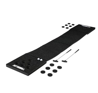 PutterBall Golf Game Set The Original Includes 2 Putters 2 Golf Balls Black Putting Mat Hole Covers Best Backyard Party Game Set