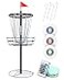 Patiassy Portable Disc Golf Basket 2412 Detachable Chains Disk Golf Target with Sound Reducer for Quiet Practice Night Practice Set with Remote LED Light 3 Light Up Discs 4 Ground Stakes