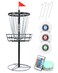 Patiassy Portable Disc Golf Basket 2412 Detachable Chains Disk Golf Target with Sound Reducer for Quiet Practice Night Practice Set with Remote LED Light 3 Light Up Discs 4 Ground Stakes