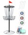 Patiassy Portable Disc Golf Basket 2412 Detachable Chains Disk Golf Target with Sound Reducer for Quiet Practice Night Practice Set with Remote LED Light 3 Light Up Discs 4 Ground Stakes