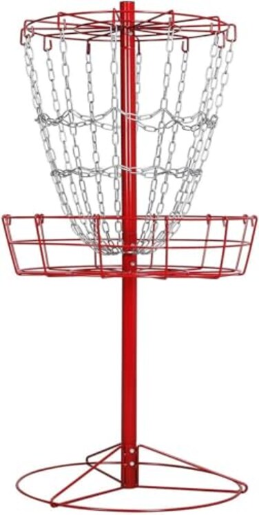 Yaheetech 12Chain Portable Disc Golf Basket Target Accessories Disc Golf Set wBasket Target and Double Steel Chains Red