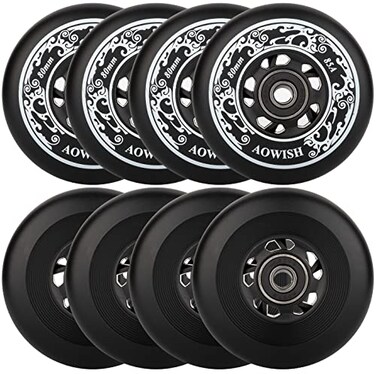 AOWISH Inline Skate Wheels Outdoor Asphalt Formula 8Pack Black 76mm