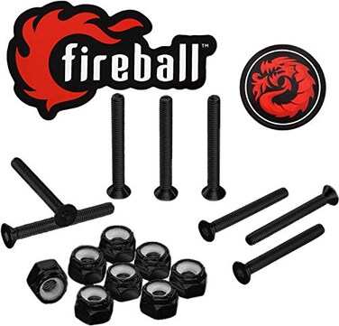 Fireball Dragon Black Stainless Steel Skateboard Hardware Set Flat Allen 10