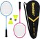 Senston Lightweight Beginner Badminton Set 2 Rackets 2 Shuttlecocks Carry Bag Pink and Blue