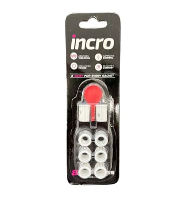 Incro Padel Racket Dampeners White EightPack Durable Rubber Enhanced Vibration Control