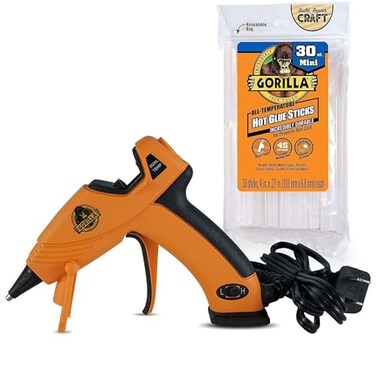 GORILLA Gorilla Dual Temp Mini Hot Glue Gun Kit with 30 Hot Glue Sticks 1 Pack Glue Gun 30 Sticks