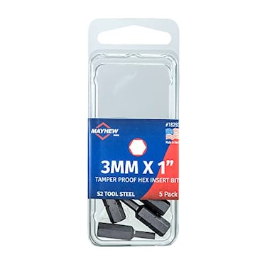Mayhew Tools 182935 USA Tamperproof Metric Hex Insert Bit 3mm x 1 5Pack