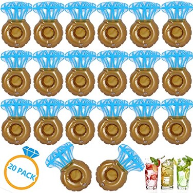 LanMa Diamond Ring Drink Float 20 Pack Inflatable Ring Drink Holders Bachelorette Pool Drink Floats