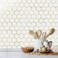 DICOFUN 1 Sheet Hexagon Peel and Stick Backsplash Tile Polished Marble Look Mixed Light Gold Kitchen Backsplash Peel and Stick Wall Tiles