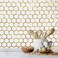 DICOFUN 1 Sheet Hexagon Peel and Stick Backsplash Tile Polished White Tile Look Mixed Gold Kitchen Backsplash Peel and Stick Wall Tiles