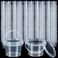 Maxcheck 100 Pcs Clear Containers Bulk with Lids and Handles Plastic Clear Storage Bucket Containers Mini Storage Case for Party DIY Art Craft Pigment Dough Cotton Candy Lotion Small Tools 10oz