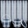 Maxcheck 100 Pcs Clear Containers Bulk with Lids and Handles Plastic Clear Storage Bucket Containers Mini Storage Case for Party DIY Art Craft Pigment Dough Cotton Candy Lotion Small Tools 10oz