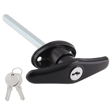 Qjaiune Truck Cap Locking THandles 1 Pack Camper Topper Lock Camper Shell Locks and Keys THandle Canopy Replacement Lock Black T Handle Garage Lock Blind Mount Locking THandle Leer Lock