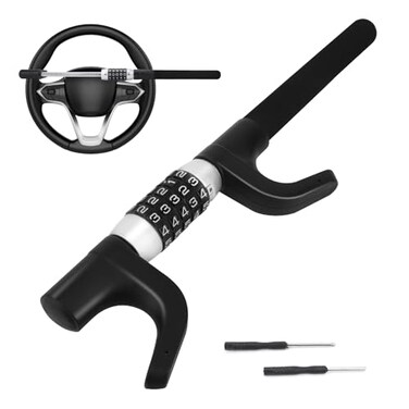 TIPHOPE Car Steering Lock AntiTheftKeyless Password High Security Wheel Lock Heavy Duty Adjustable Length Vehicle Locks Protective Universal Wheel Lock Compatible with Car Truck SUV