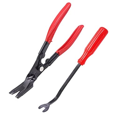 Ruibapa 2 Pcs Red Clip Removal Tool Pliers Fastener Set Auto Trim Removal Tool Pry Tool For removing auto door panel and instrument panel