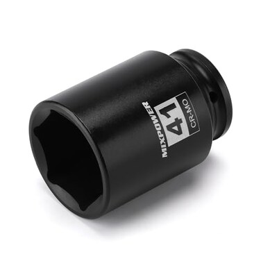 MIXPOWER 12 Drive Deep Impact Socket 41mm CRMO Metric 6 Point Axle Nut Impact Grade Socket for Easy Removal