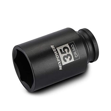 MIXPOWER 12 Drive Deep Impact Socket CRMO 35 mm METRIC 6 Point Axle Nut Impact Grade Socket for Easy Removal