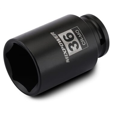MIXPOWER 12 Drive Deep Impact Socket CRMO 36 mm METRIC 6 Point Axle Nut Impact Grade Socket for Easy Removal