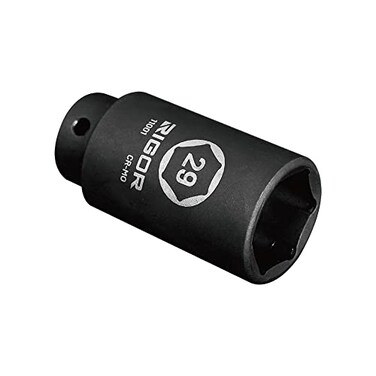 RIGOR 11001 29mm Axle Nut Impact Socket 12Inch Drive 6 Point Deep CRMO Metric QuickFit for Hog Ring Anvil Laser Etched