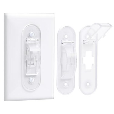 CLYMENE Wall Switch Guard Childproof Light Switch Cover Guard Toggle Style Light Switch Protection Lock Toggle Switch in On or Off Position 2 Pack Clear