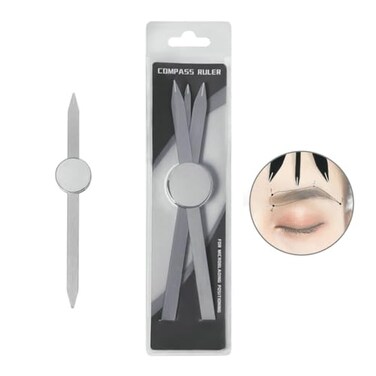 HOTWE Brow Measuring Tool for Mapping Stainless Steel Compass Eyebrow Ruler for Microblading Eyeliner Semi Permanent Makeup Silver