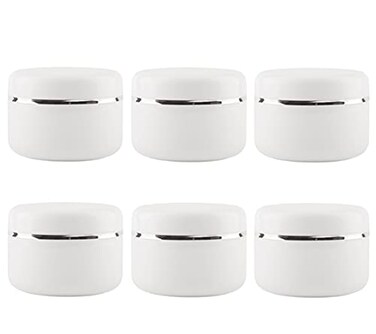 VASANA 6Pack 8Oz250g White Plastic Jar with Dome Screw Lid And PP Inner Empty Refill Makeup Cosmetic Jars Eye Shadow Face Cream Lip Balm Lotion Storage Container Case