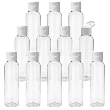 TRENDBOX 12 Pack Plastic Empty Bottles with Flip Cap for Shampoo Lotions Liquid Body Soap Cream 4 oz 120 ml