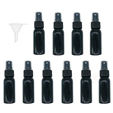 HOSL 1 Ounce Empty Spray Bottles for Cleaning Solution Travel bottles Refillable Fine Mist Perfume Sprayer Bottle Cosmetic Atomizers Spray Bottles 12 Pack Black