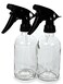 Vivaplex 2 Large 8 oz Empty Clear Glass Spray Bottles with Black Trigger Sprayers