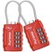 Puroma 2 Pack TSA Approved Luggage Lock 4 Digit Combination Travel Cable Locks Resettable Code Lock with Zinc Alloy Body for Suitcase Toolbox Backpack Bag Gym Locker Basic Red
