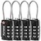 Puroma 4 Pack TSA Approved Luggage Locks 4 Digit Combination Travel Cable Locks Resettable Code Lock with Zinc Alloy Body for Suitcase Toolbox Backpack Bag Gym Locker Basic Black