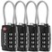 Puroma 4 Pack TSA Approved Luggage Locks 4 Digit Combination Travel Cable Locks Resettable Code Lock with Zinc Alloy Body for Suitcase Toolbox Backpack Bag Gym Locker Basic Black
