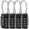 Puroma 4 Pack TSA Approved Luggage Locks 4 Digit Combination Travel Cable Locks Resettable Code Lock with Zinc Alloy Body for Suitcase Toolbox Backpack Bag Gym Locker Basic Black