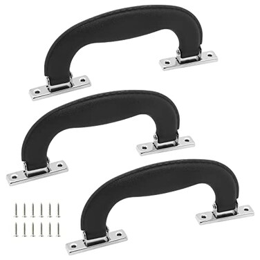 BokWin Black Plastic Luggage Handle61 Inch155mm Antique Suitcase Handle PullImitation Leather Trunk Handle Replacement3 Pcs