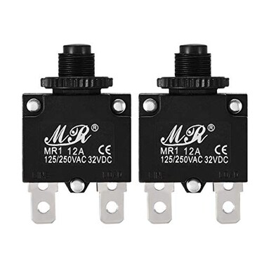 uxcell 2Pcs Thermal Overload Protector AC 125250V 12A Push Button Reset Circuit Breaker