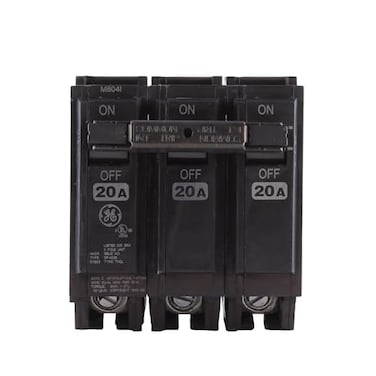 GE ABB QLine THQL32020 Circuit Breaker 20A3Pole Configuration 120240 VAC 10 kAIC Thermal Magnetic Trip QuickMakeQuickBreak Mechanism Plugin Mount