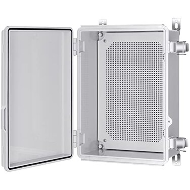 Gratury Junction Box IP67 Waterproof Plastic Enclosure for Electrical Project Hinged Grey Cover Includes Mounting Plate and Wall Bracket Grey Cover 14610659