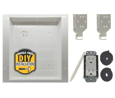DATA COMM DataComm Electronics 4580111P MultiFunctional Recessed Media Box with Integrated Duplex Power Receptacle For Seamless Home Office Connectivity Solutions In Wall Box Hides TV Outlet Cables